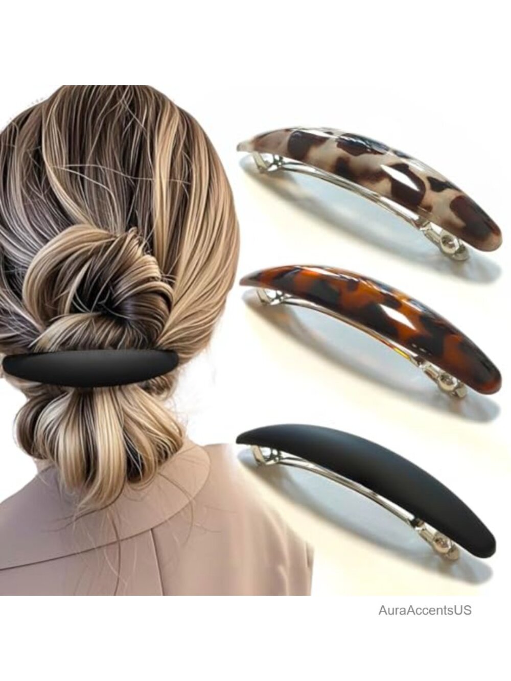 Large 4 Inch Hair Barrette Women Non Slip Polycarbonate 3 Pack